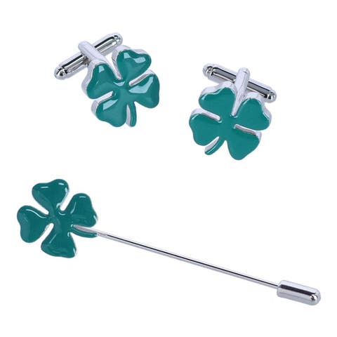 Shay Shamrock Novelty Cufflinks and Lapel Pin Set