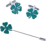 Trafalgar Shay Shamrock Novelty Cufflinks and Lapel Pin Set