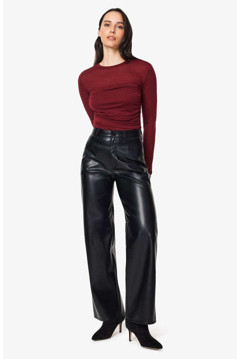 Shirred Front Double Layer Long Sleeve Tee, Alternate, color, WINE