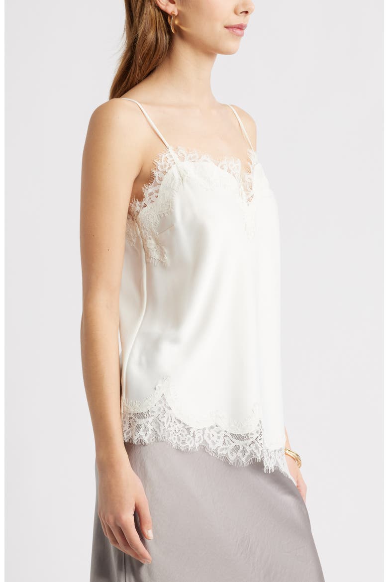 Lace Trim Satin Camisole, Alternate, color, IVORY