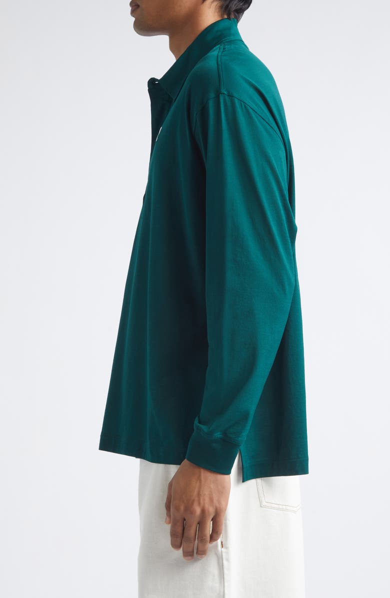 AMI PARIS Ami de Coeur Embroidered Long Sleeve Cotton Polo, Alternate, color,