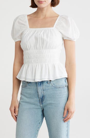 Melrose And Market Puff Sleeve Top In White