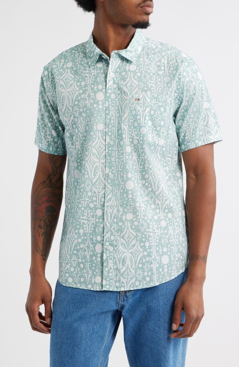 Jacobs Archive Print Short Sleeve Cotton Blend Button-Up Shirt