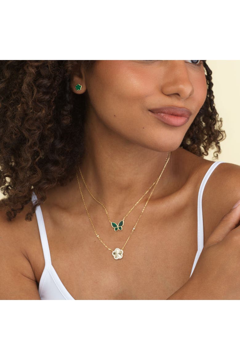 CZ Halo Fluted Single Flower Necklace, Alternate, color, Gold Plated Sterling Silver