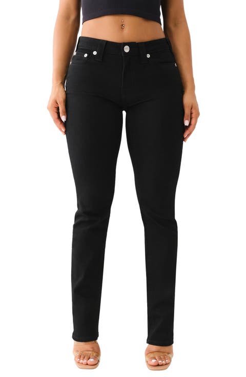 Billie Mid Rise Straight Leg Jeans (Black Rinse)
