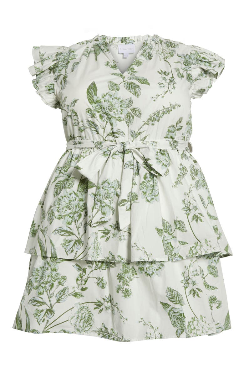 SUGARLIPS Bria Floral Tiered Dress, Alternate, color, White/ Olive Green