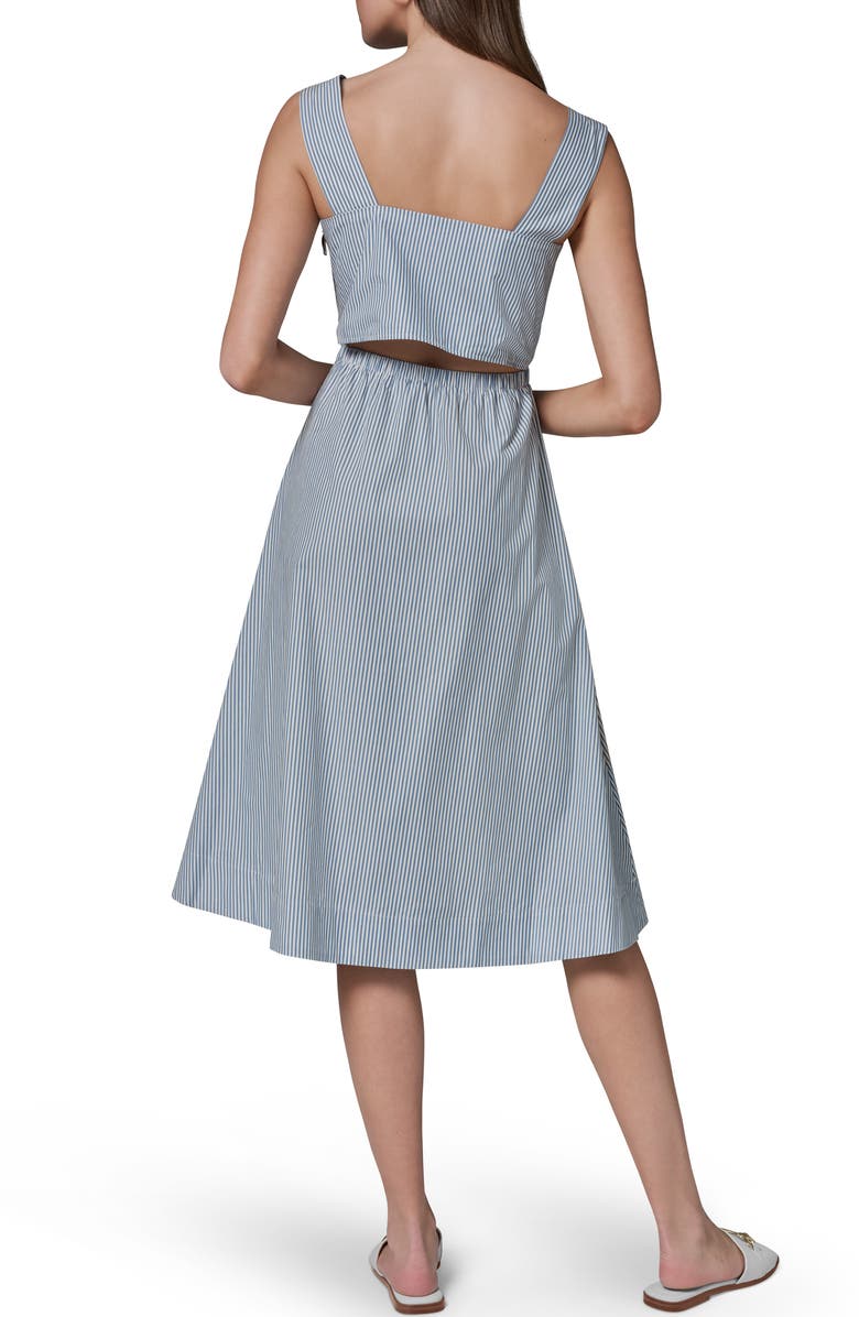 DONNA KARAN WEEKEND Stripe Midi Dress, Alternate, color, Washed Indigo