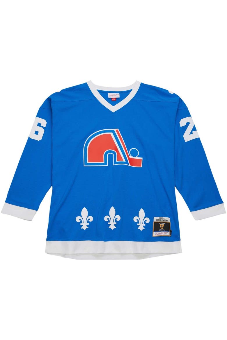 Men's Mitchell & Ness Peter Stastny Blue Quebec Nordiques  Vintage Hockey 1980/81 Blue Line Player Jersey, Alternate, color, Blue