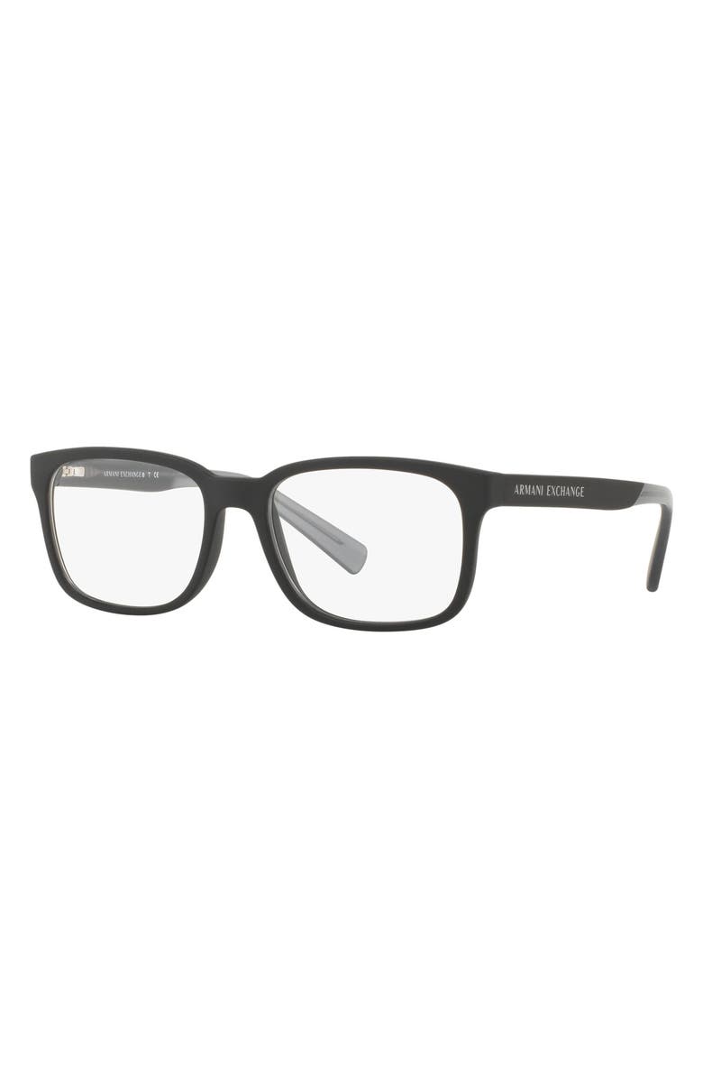 AX Armani Exchange 54mm Square Optical Glasses, Alternate, color, Matte Blk