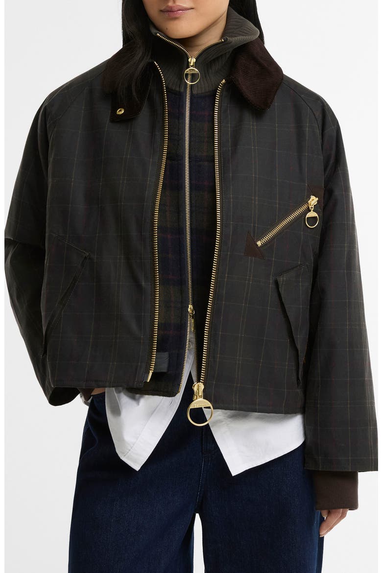 Arlene Checked Waxed Cotton Jacket, Main, color, CLASSIC/ SHADOW CLASSIC