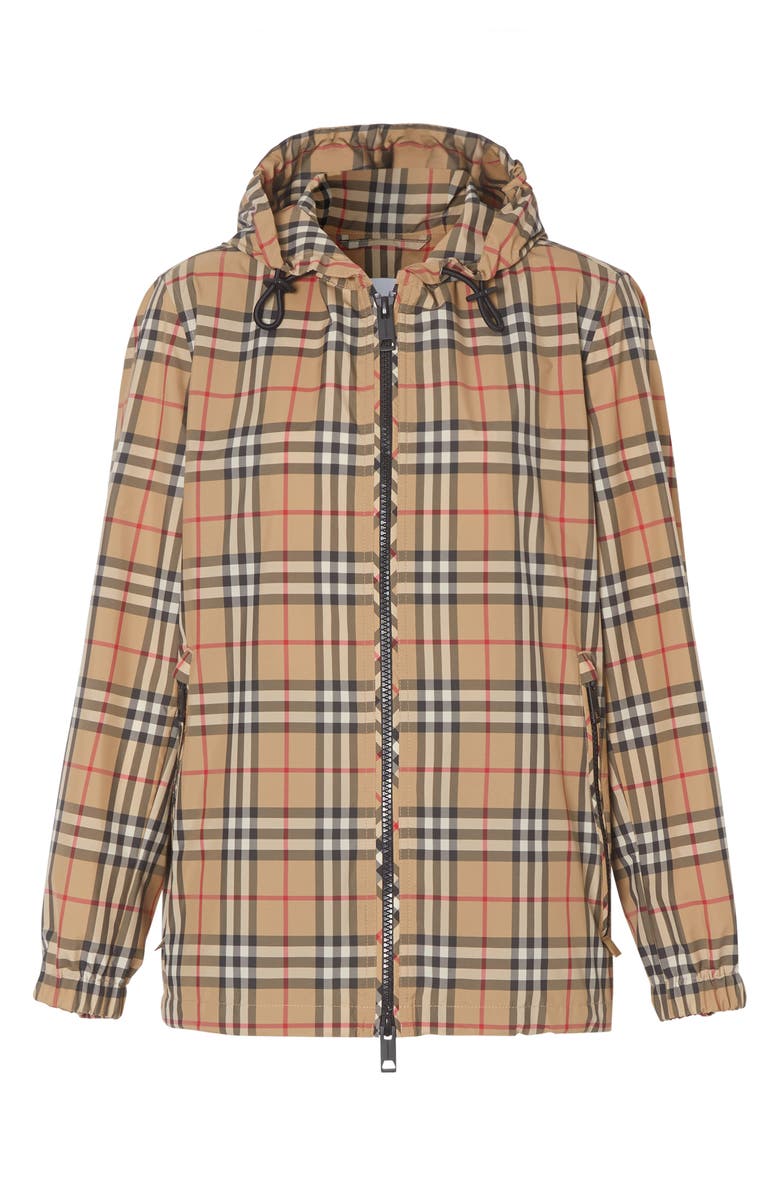 Burberry Everton Check Hooded Rain Jacket, Alternate, color,