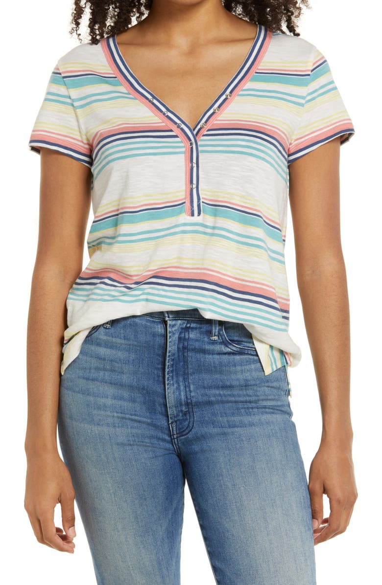 Caslon<sup>®</sup> Snap Front Henley T-Shirt, Main, color,