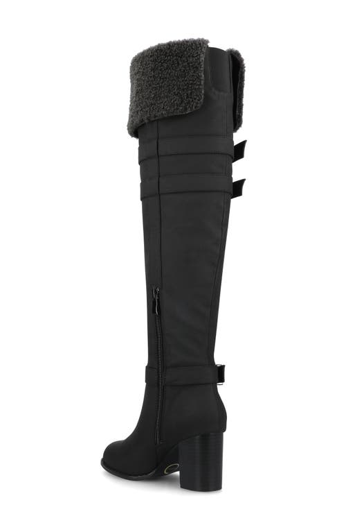 Journee Collection Alyza Faux Shearling Over-the-knee Boot In Black