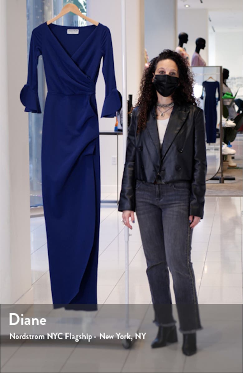 'Zalfa' Jersey Faux Wrap Gown, sales video thumbnail