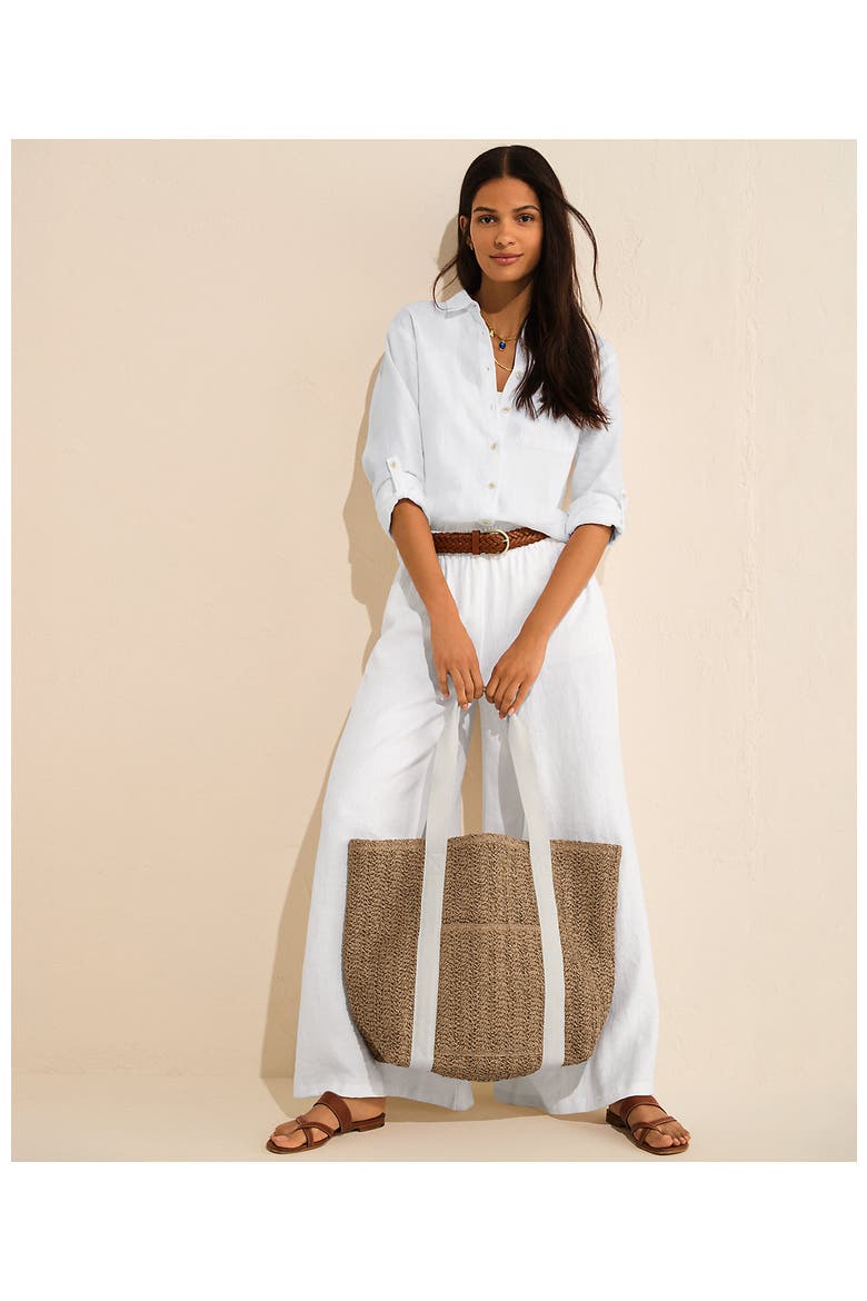 Linen High Rise Palazzo Pants, Alternate, color, White