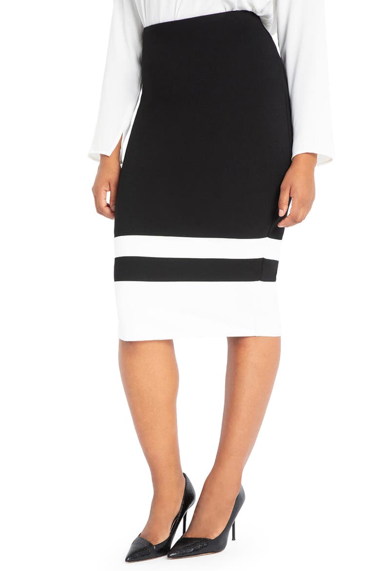 Colorblock Column Skirt, Main, color, BLACK AND WHITE