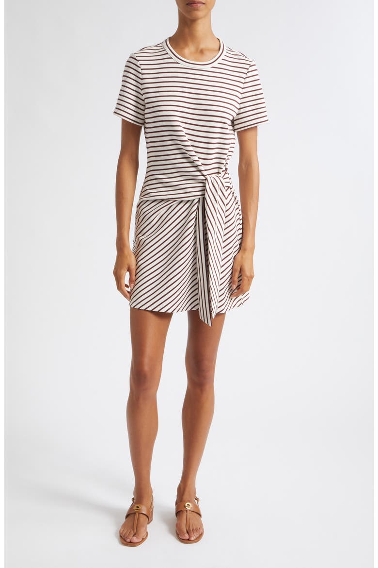 Elvaris Stripe Short Sleeve Minidress, Main, color, DOVE RAISIN
