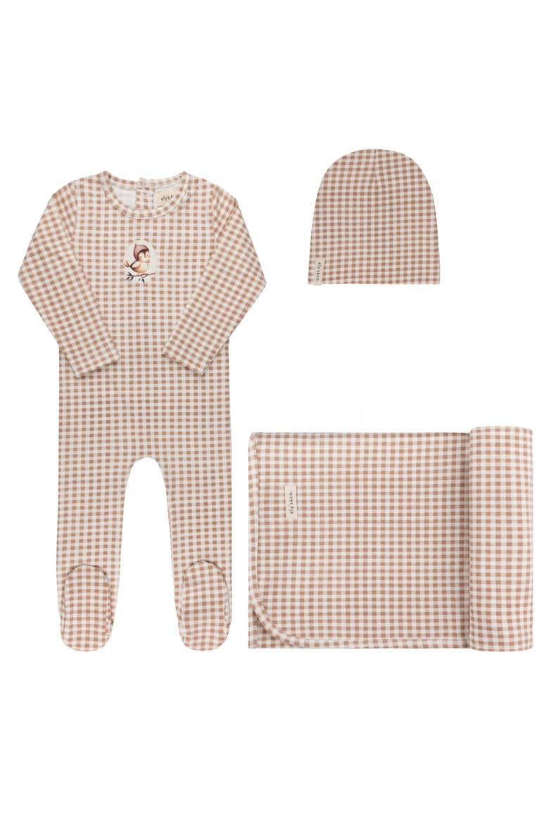 Gingham Owl Collection - Layette Set, Main, color, Mauve