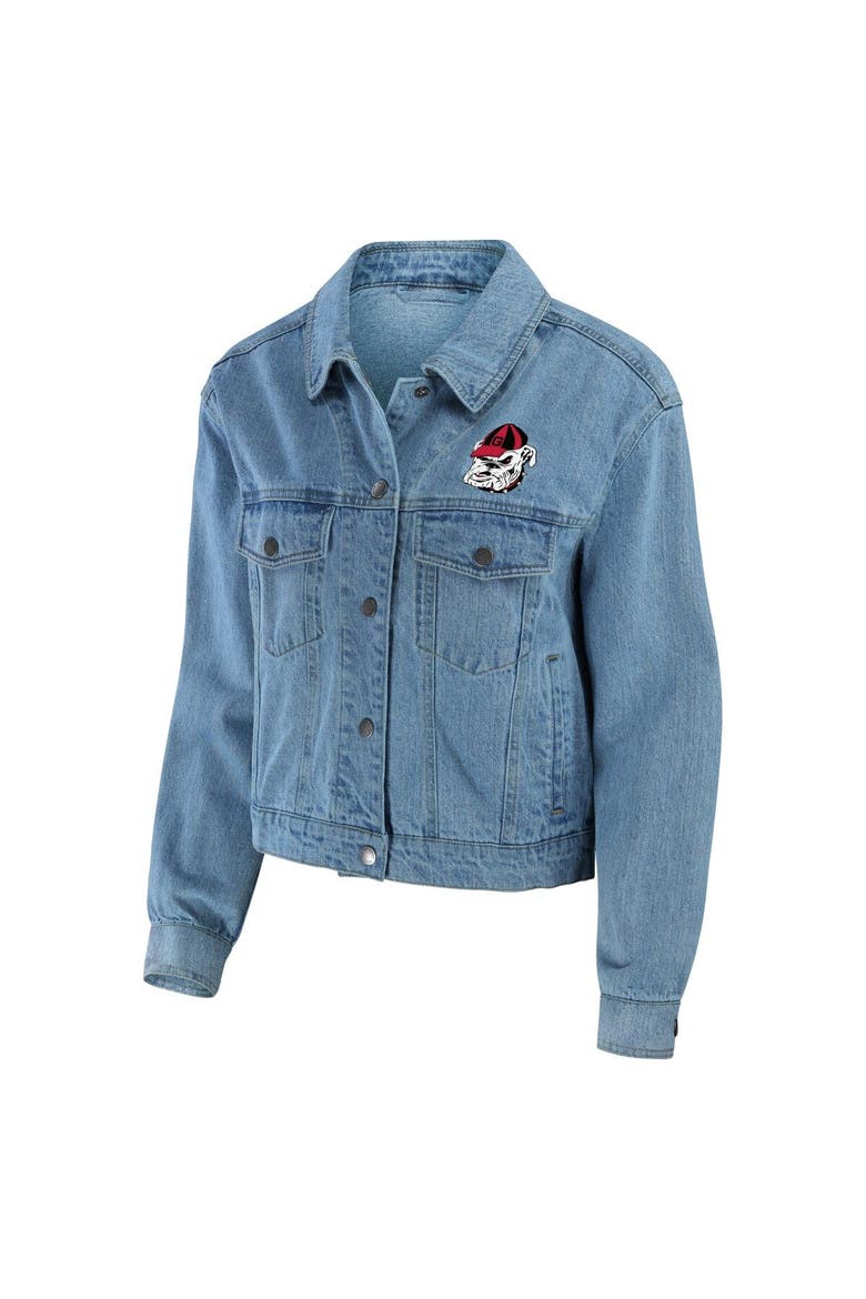Women's WEAR by Erin Andrews Georgia Bulldogs Button-Up Denim Jacket, Alternate, color, Denim