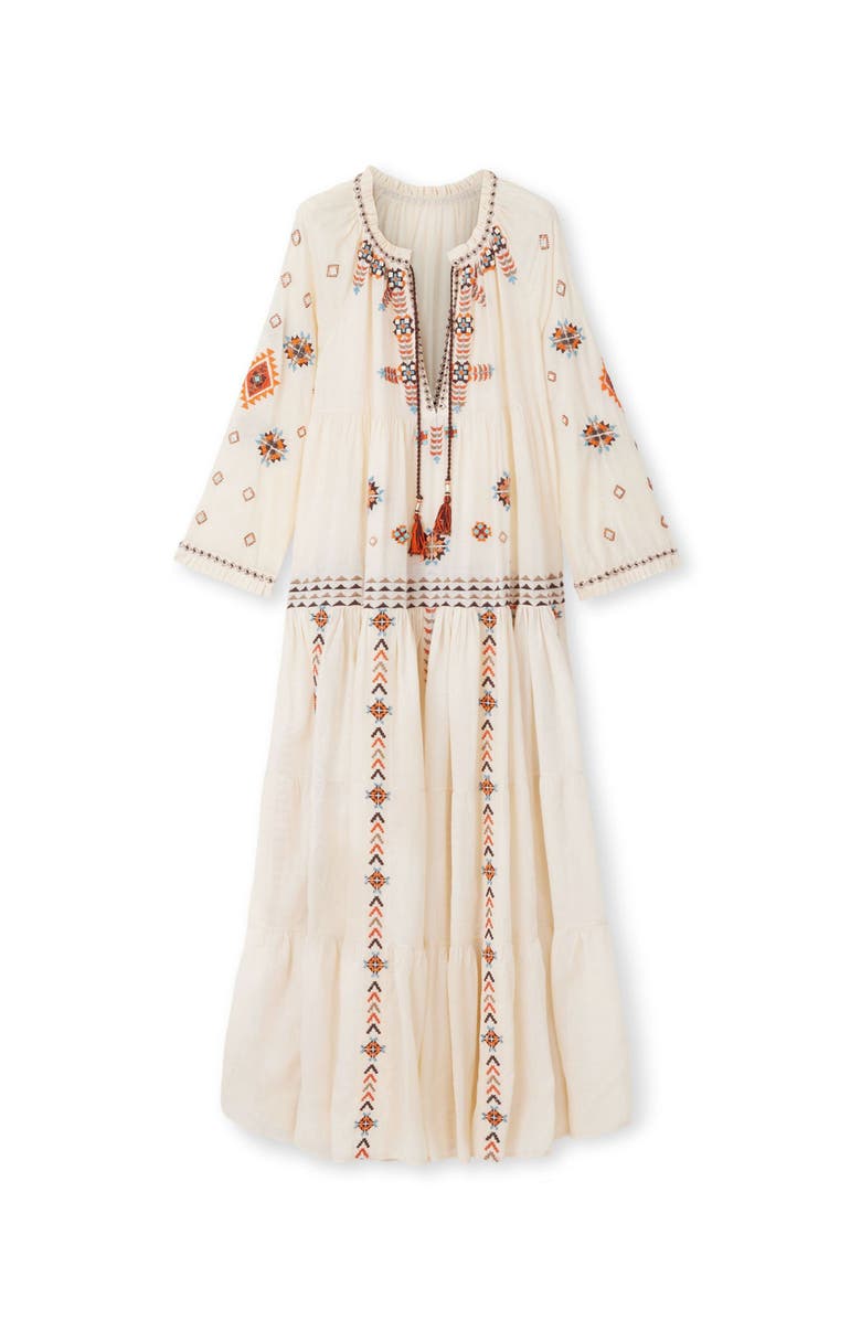 Fortela Arsia Navajo Crochet Caftano Dress, Main, color, Beige
