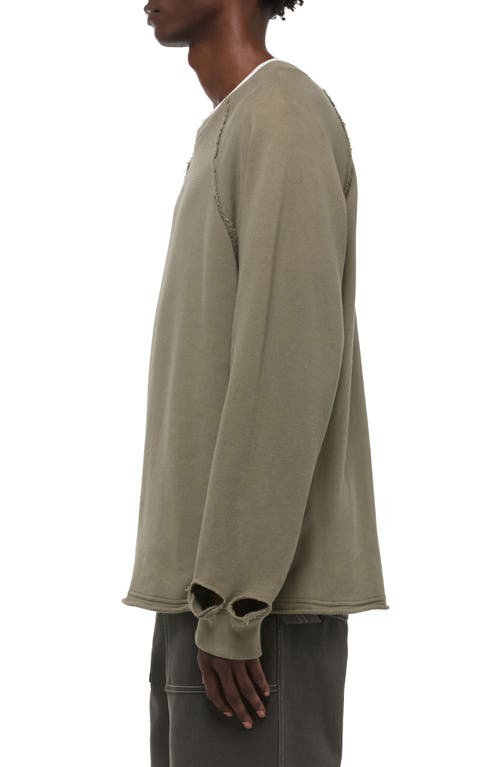 Helmut Lang Distressed Crewneck Sweatshirt In Green