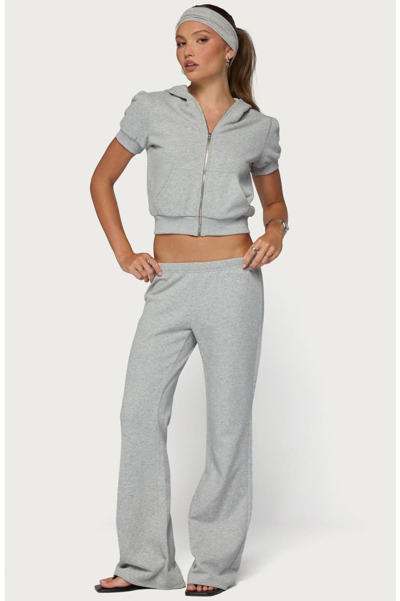 Rachel Short Sleeve Zip Hoodie, Alternate, color, GRAY-MELANGE