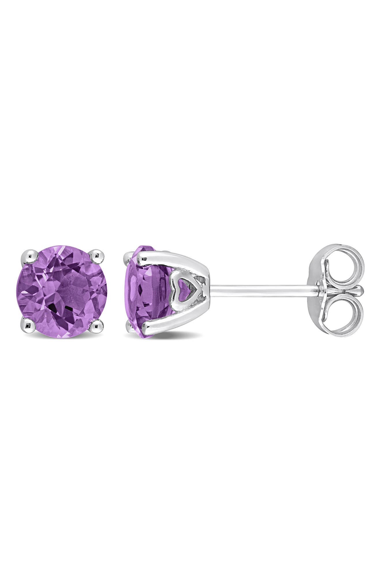 DELMAR Sterling Silver Amethyst Stud Earrings - 1.30 ctw
