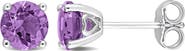 DELMAR Sterling Silver Amethyst Stud Earrings - 1.30 ctw