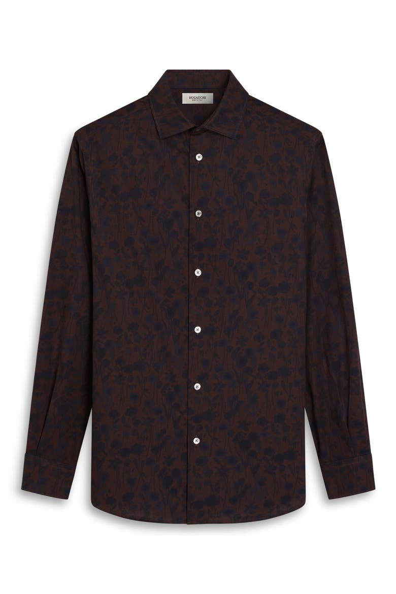 Julian Shaped Long Sleeve Cotton Shirt, Alternate, color, TOBACCO