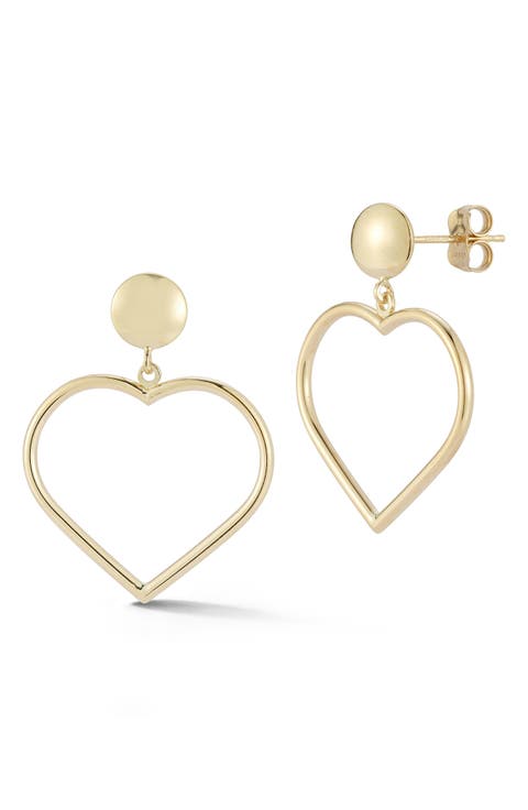 Open Heart Drop Earrings