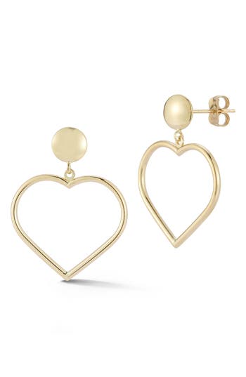 Ember Fine Jewelry Open Heart Drop Earrings In Gold