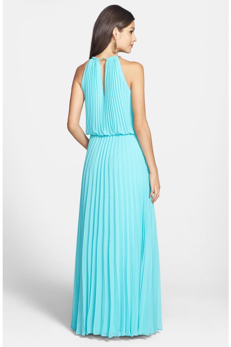 Xscape Pleat Cutaway Blouson Dress, Alternate, color, MINT