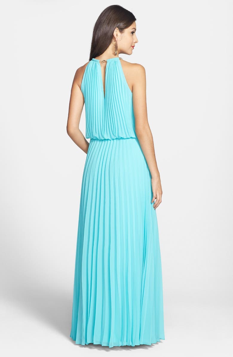 Xscape Evenings Xscape Pleat Cutaway Blouson Dress, Alternate, color,