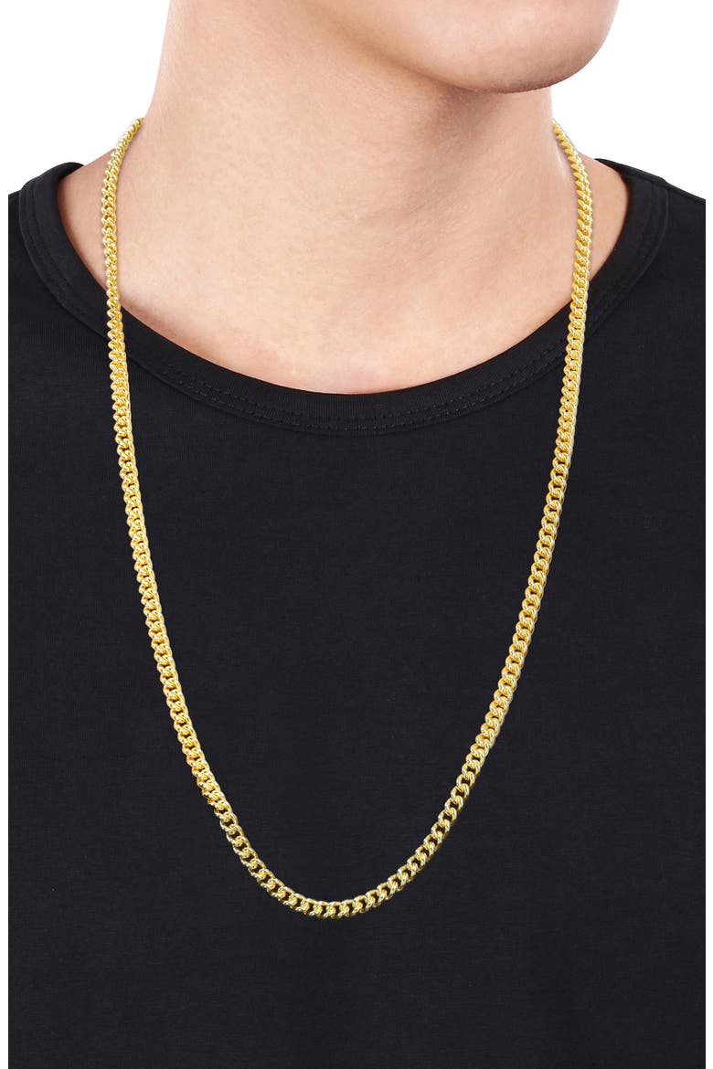 18K Gold Plated Curb Chain Link Necklace, Alternate, color, YELLOW