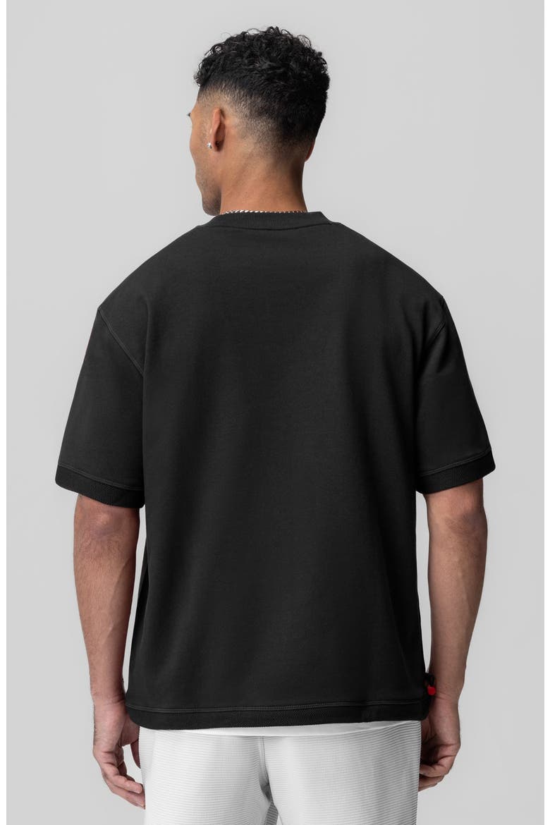 Herringbone Terry Oversized Cinch Tee, Alternate, color, Black