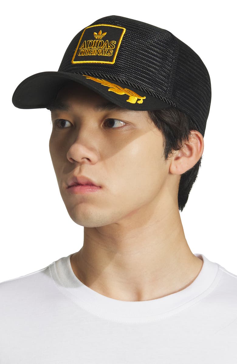 adidas Major Mesh Trucker Cap, Alternate, color, Black/ Collegiate Gold