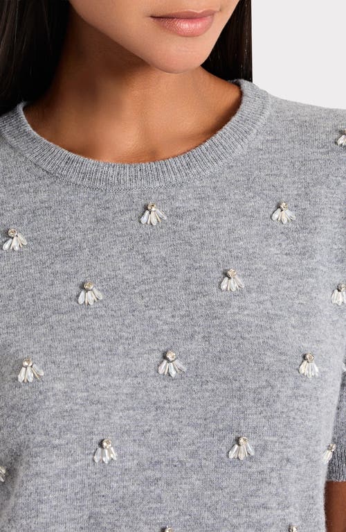 Milly Rosalyn Rhinestone Embellished Crewneck Top In Gray