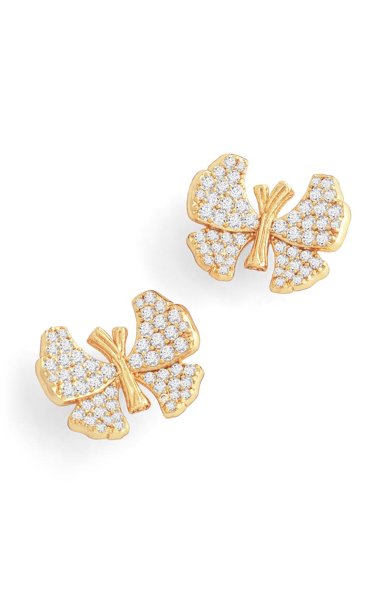 Anabel Aram Jewelry Butterfly Pavé Stud Earrings, Alternate, color, 18K Gold/ White Cz Stone