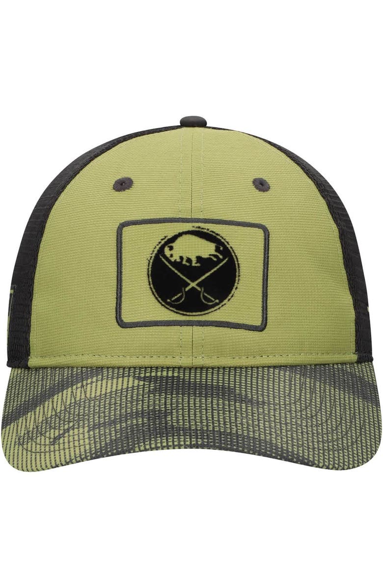FANATICS Men's Fanatics  Olive Buffalo Sabres Military Appreciation Trucker Adjustable Hat, Alternate, color, 