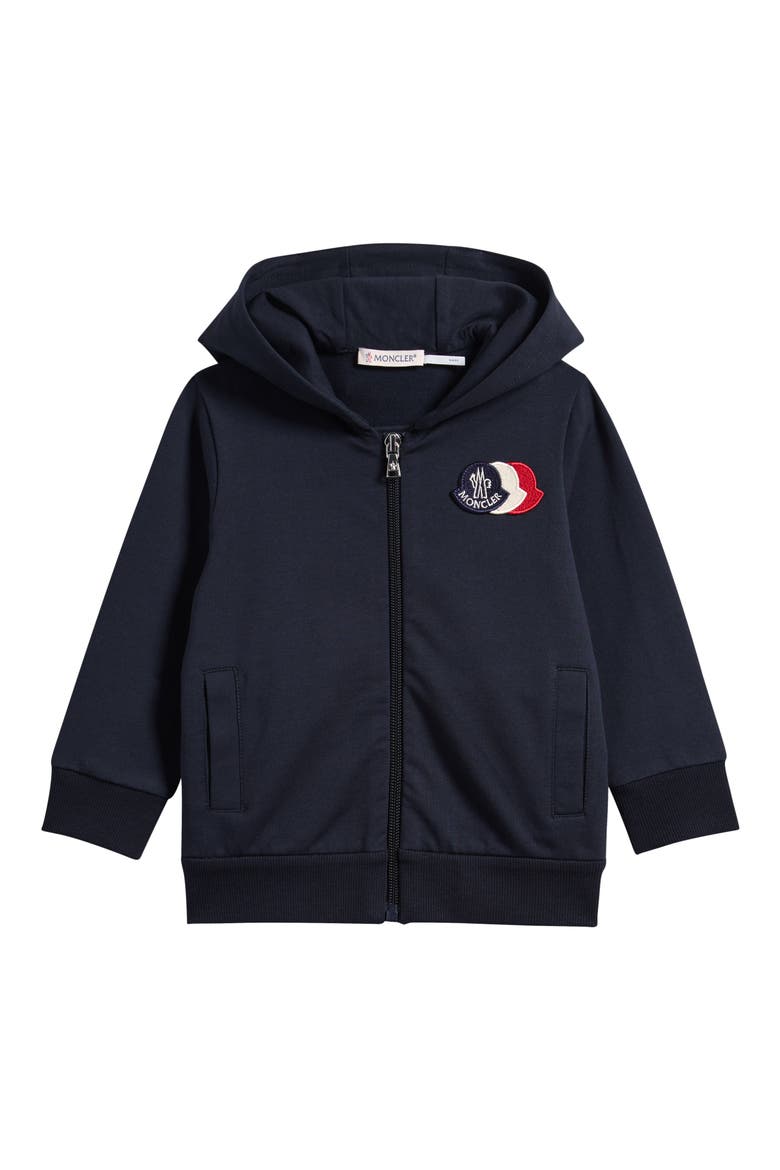 Kids' Logo Patch Zip Hoodie, Main, color, NAVY