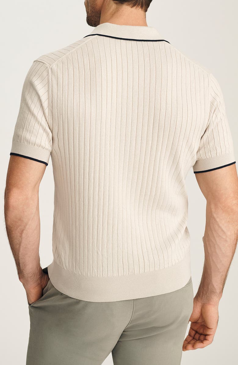 34 Heritage Tipped Johnny Collar Short Sleeve Cotton Sweater, Alternate, color, 