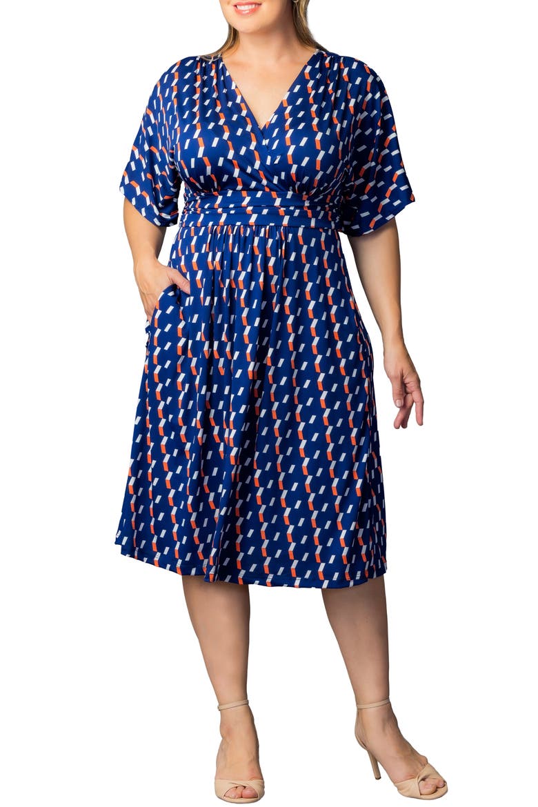 Gia Floral Midi Dress, Main, color, NAVY MULTI