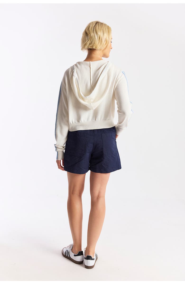 WISPR Geo Sleeve Cropped Hoodie, Alternate, color, Ivory/Azul