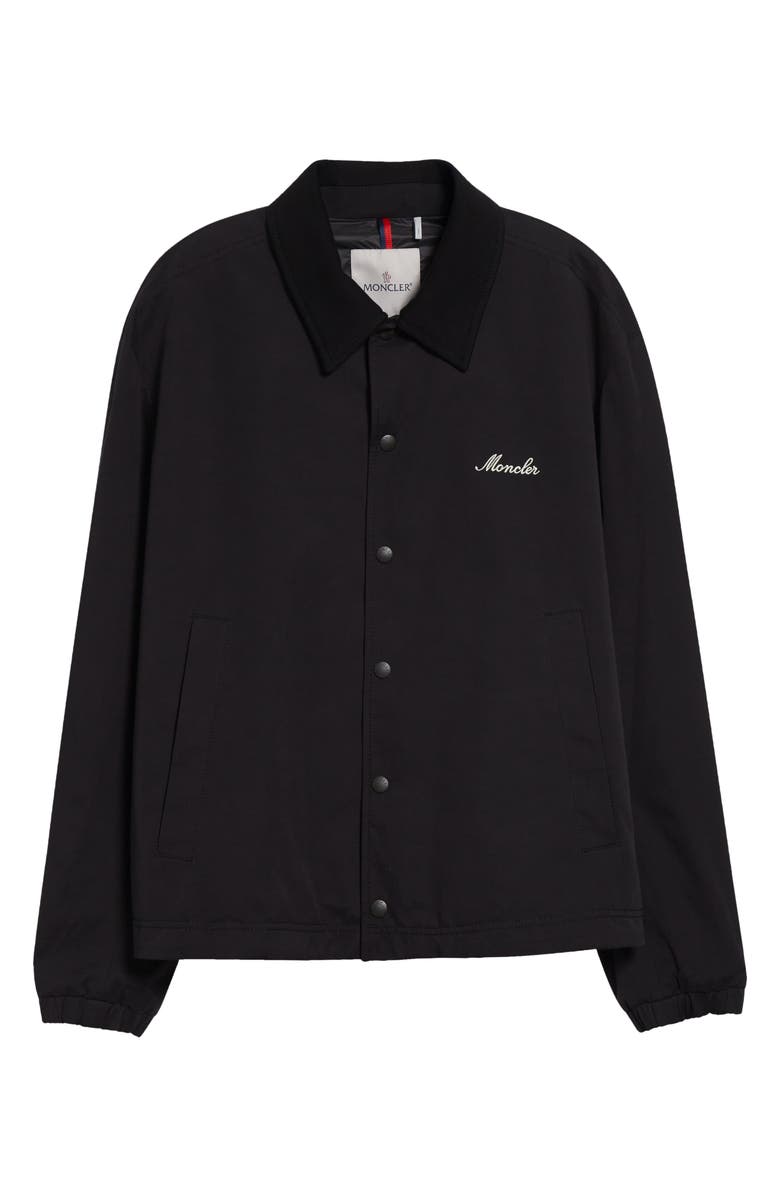 Moncler Arinell Logo Embroidered Shirt Jacket, Main, color, Black