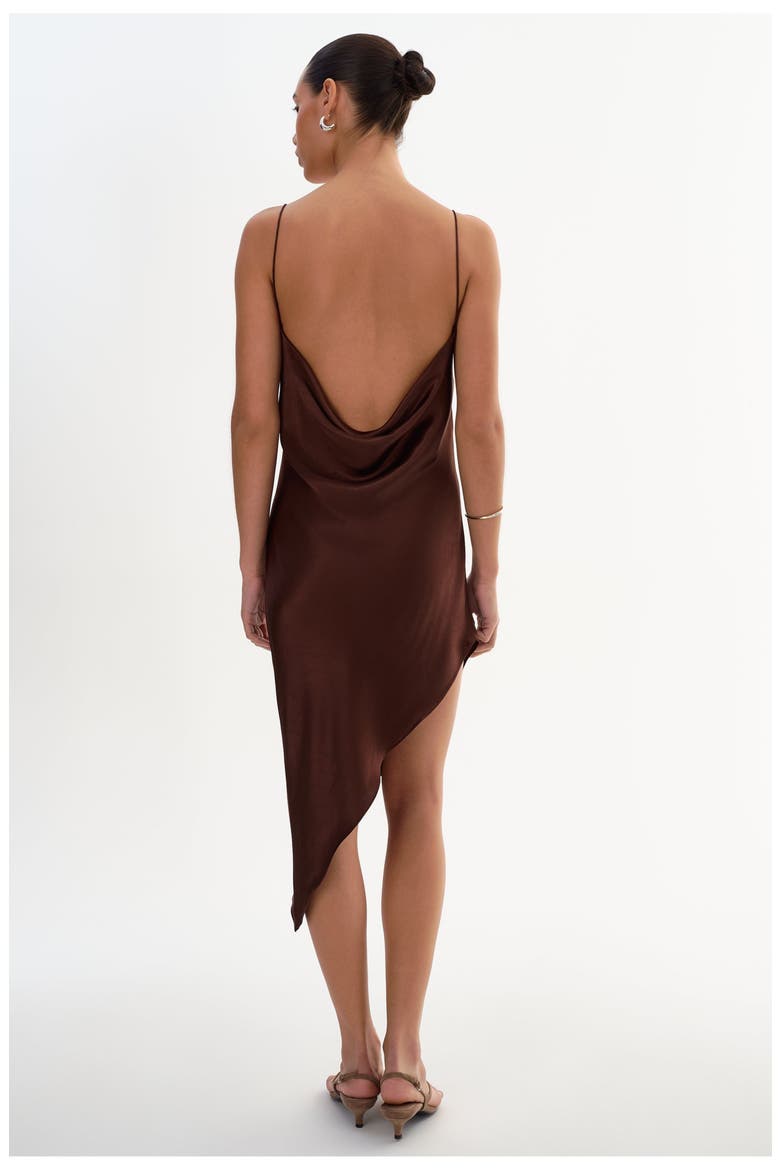 Ashley | Asymmetrical Satin Dress, Alternate, color, Brown
