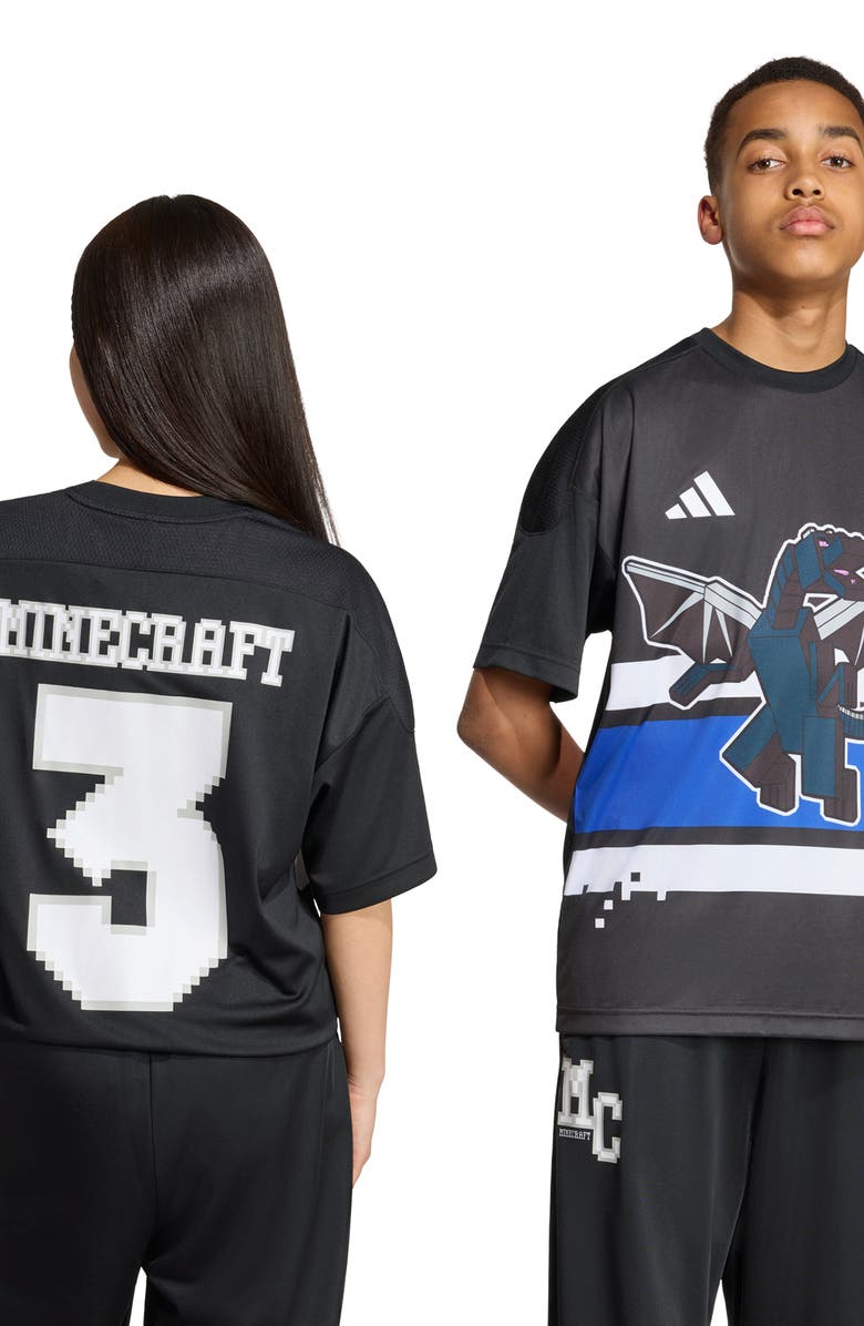 adidas Originals x Minecraft Kids' Graphic Print T-Shirt, Alternate, color, Black