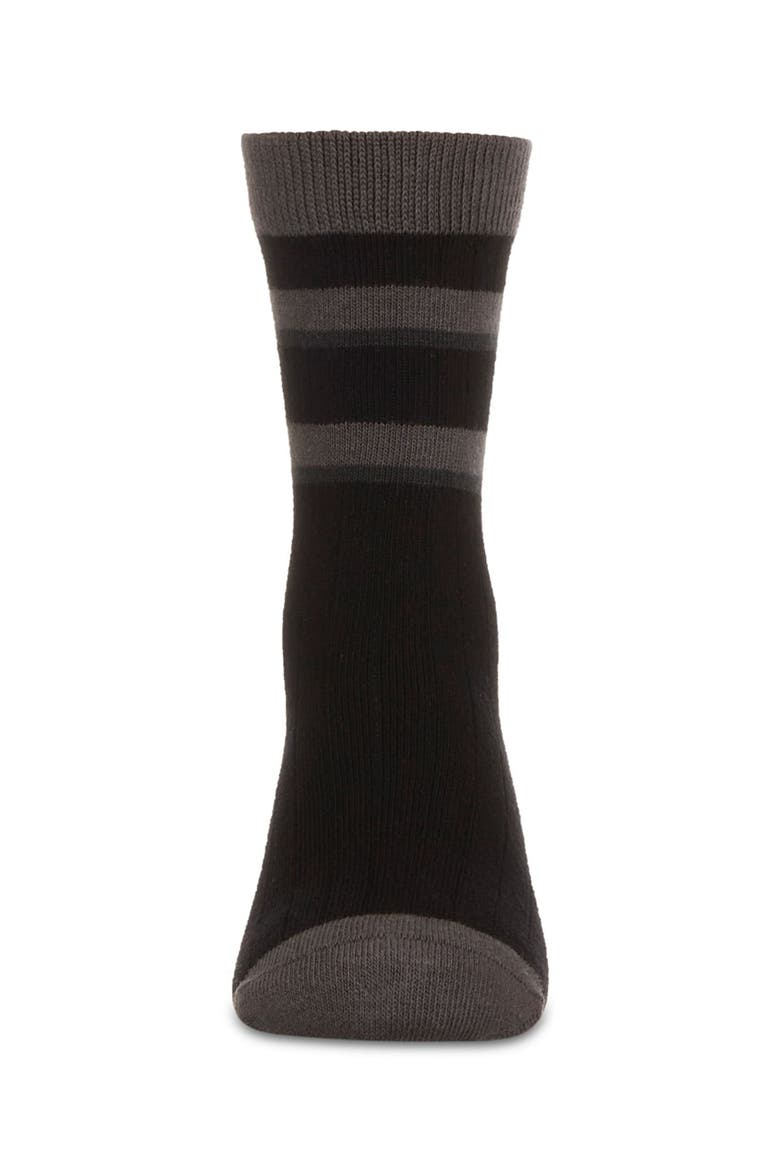 Tonal Stripe Rich Crew Sock, Alternate, color, Black