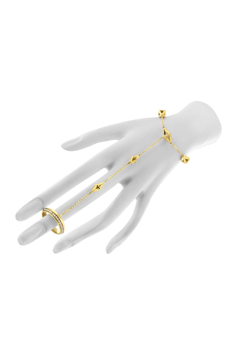14K Yellow Gold 1/4 Cttw Diamond Ring and Bracelet Hand Chain, Alternate, color, Yellow
