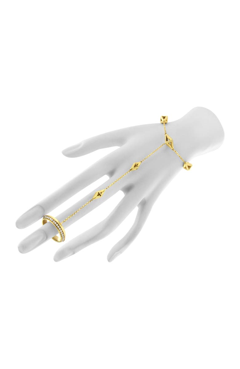 Haus of Brilliance 14K Yellow Gold 1/4 Cttw Diamond Ring and Bracelet Hand Chain, Alternate, color, Yellow