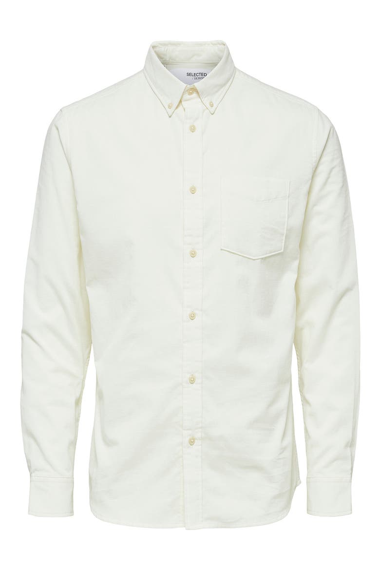 Oscar Slim Fit Mini Corduroy Button-Down Shirt, Main, color, EGRET
